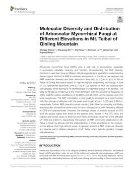 Molecular Diversity and Distribution of Arbuscular Mycorrhizal Fungi at Different Elevations in Mt