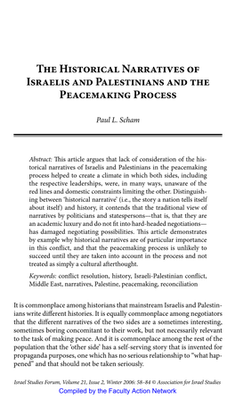 The Historical Narratives of Israelis and Palestinians and the Peacemaking Process