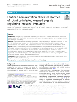 Lentinan Administration Alleviates Diarrhea of Rotavirus-Infected