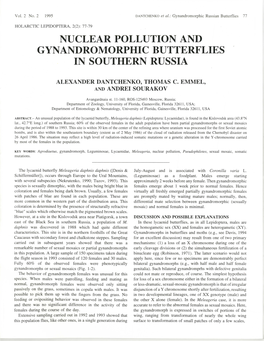 Nuclear Pollution and Gynandromorphic Butterflies in Southern Russia