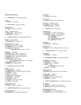 Monocot Families of KY