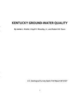 Kentucky Ground-Water Quality