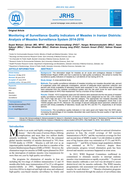 Analysis of Measles Surveillance System 2014-2016