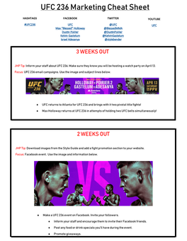 UFC 236 Marketing Cheat Sheet