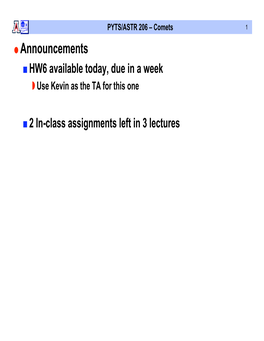 PYTS/ASTR 206 – Comets 1