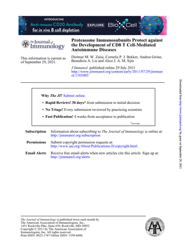 Proteasome Immunosubunits Protect Against the Development of CD8 T Cell-Mediated Autoimmune Diseases