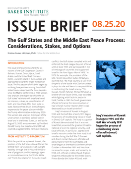 The Gulf States and the Middle East Peace Process: Considerations, Stakes, and Options