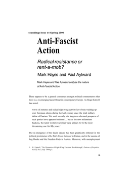 Anti-Fascist Action Radical Resistance Or Rent-A-Mob? Mark Hayes and Paul Aylward