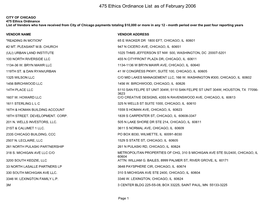 475 Ethics Ordinance List As of February 2006