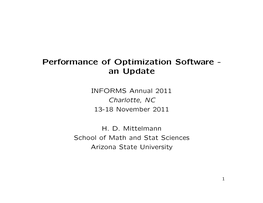 Performance of Optimization Software - an Update