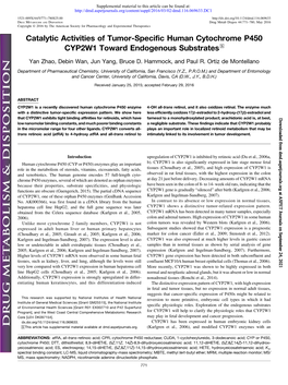 Catalytic Activities of Tumor-Specific Human Cytochrome P450 CYP2W1 Toward Endogenous Substrates S