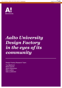 ! Aalto University Design Factory in the Eyes of Its Community