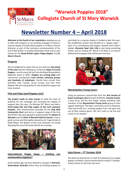 Newsletter Number 4 – April 2018