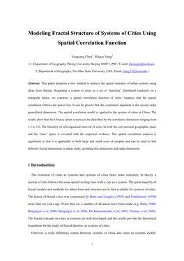 Modeling Fractal Structure of Systems of Cities Using Spatial Correlation Function