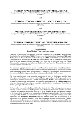 Plc Western Power Distribution (South Wales) Plc Avonbank Avonbank Feeder Road Feeder Road Bristol BS2 0TB Bristol BS2 0TB United Kingdom United Kingdom