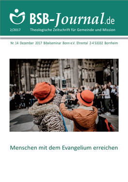 BSB-Journal.De 2/2017 Theologische Zeitschrift Für Gemeinde Und Mission