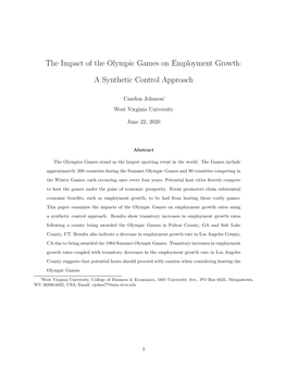 The Impact of the Olympic Games on Employment Growth: A