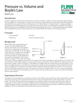 Pressure Vs. Volume and Boyle's