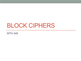 Block Ciphers