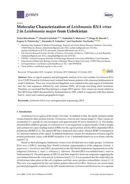 Molecular Characterization of Leishmania RNA Virus 2 in Leishmania Major from Uzbekistan