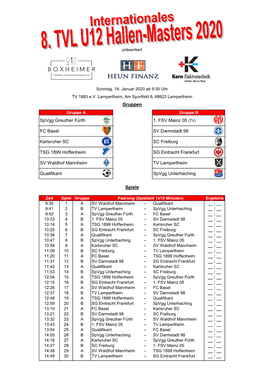 2020 Spielpläne TVL JHC+U12-Masters Turnierheftem