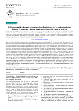 ECOCYCLES Open Access Scientific Journal ISSN 2416-2140 of the European Ecocycles Society