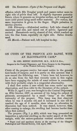 On Cysts of the Prepuce and Raphé, with an Illustrative Case