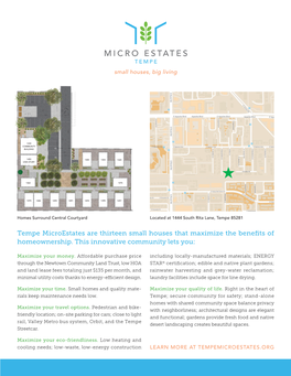 Tempe Microestates Are Thirteen Small Houses That Maximize the Benefits of Homeownership