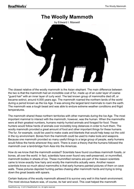 The Woolly Mammoth