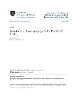 John Dewey, Historiography, and the Practice of History. Seth J