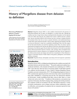 History of Morgellons Disease: from Delusion to Definition