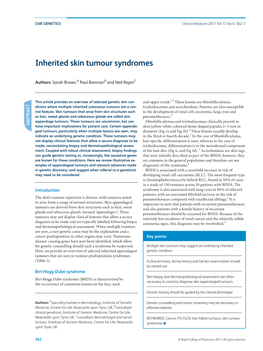 Inherited Skin Tumour Syndromes