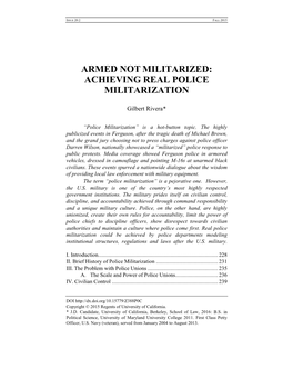 Achieving Real Police Militarization