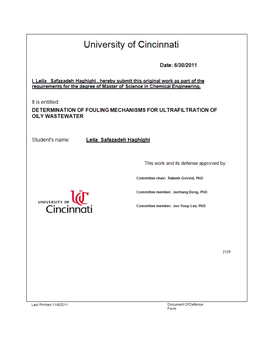 Determination of Fouling Mechanisms for Ultrafiltration of Oily Wastewater