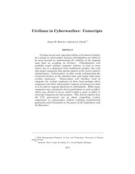 Civilians in Cyberwarfare: Conscripts