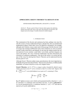 Approaching Green's Theorem Via Riemann Sums