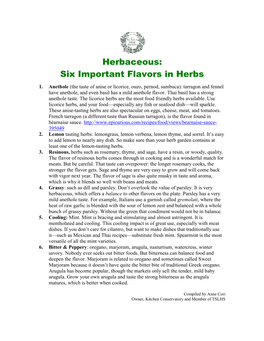 Herbaceous: Six Important Flavors in Herbs