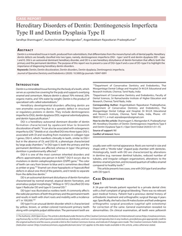 Hereditary Disorders of Dentin: Dentinogenesis Imperfecta Type II