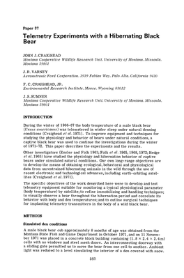 Telemetry Experiments with a Hibernating Black Bear
