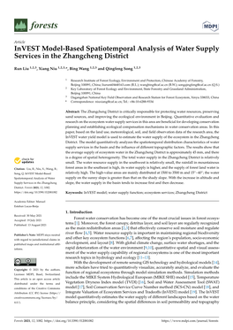 Invest Model-Based Spatiotemporal Analysis of Water Supply Services in the Zhangcheng District