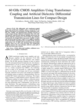 60 Ghz CMOS Amplifiers Using Transformer- Coupling and Artificial