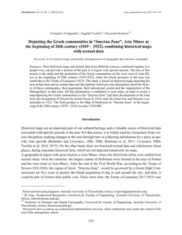 Depicting the Greek Communities in “Smyrna Zone”, Asia Minor at the Beginning of 20Th Century (1919 – 1922), Combining Historical Maps with Textual Data