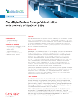 Cloudbyte Enables Storage Virtualization with the Help of Sandisk® Ssds