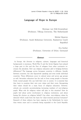 Language of Hope in Europe