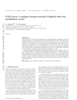 Arxiv:1406.0494V1 [Astro-Ph.SR] 2 Jun 2014