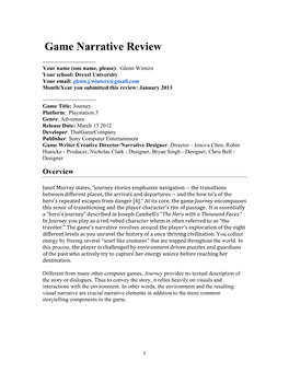 Game Narrative Review