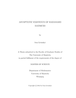 Asymptotic Existence of Hadamard Matrices