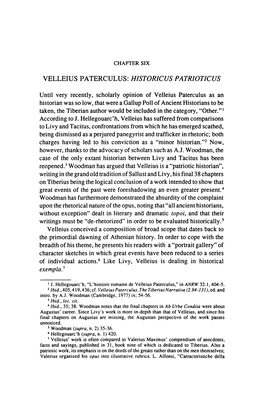 Velleius Paterculus: Historicus Patrioticus