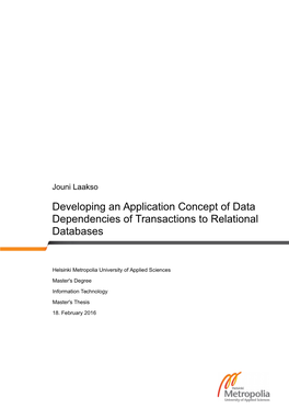 Developing an Application Concept of Data Dependencies of Transactions to Relational Databases