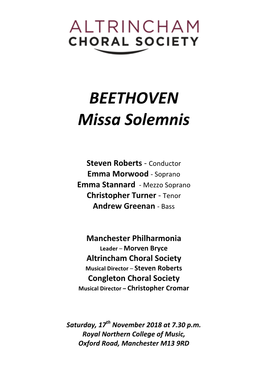 BEETHOVEN Missa Solemnis